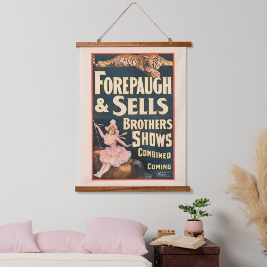Circus Poster van tijger en vrouw te paard Hangend Wandkleed (Slaapkamer)