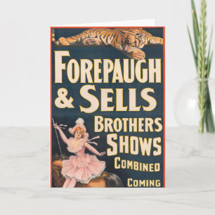 Circus Poster van tijger en vrouw te paard Kaart