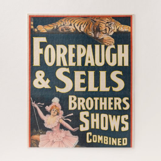 Circus Poster van tijger en vrouw te paard Legpuzzel (Verticaal)
