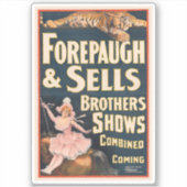 Circus Poster van tijger en vrouw te paard Sticker (Voorkant)