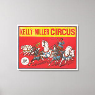 Circus Poster van twee Mannen in wagenrennen Canvas Afdruk