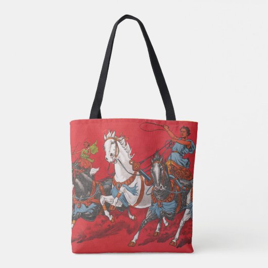 Circus Poster van twee Mannen in wagenrennen Tote Bag (Achterkant)