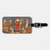 circus Poster van vrouw met zes tijgers. Bagagelabel (Voorkant horizontaal)