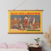  circus Poster van vrouw met zes tijgers. Hangend Wandkleed (Slaapkamer)