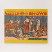  circus Poster van vrouw met zes tijgers. Legpuzzel (Horizontaal)
