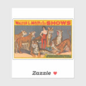  circus Poster van vrouw met zes tijgers. Sticker (Vel)