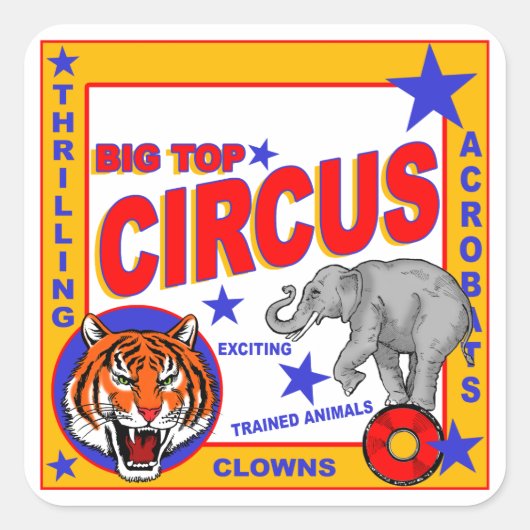 Circus Poster Vierkante Sticker (Voorkant)