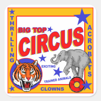  Circus Poster Vierkante Sticker