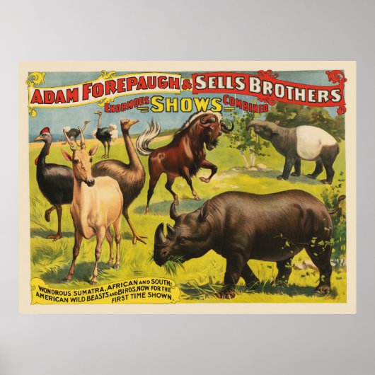 Circus Poster voor Adam Forepaugh & Sells Brothers (Voorkant)