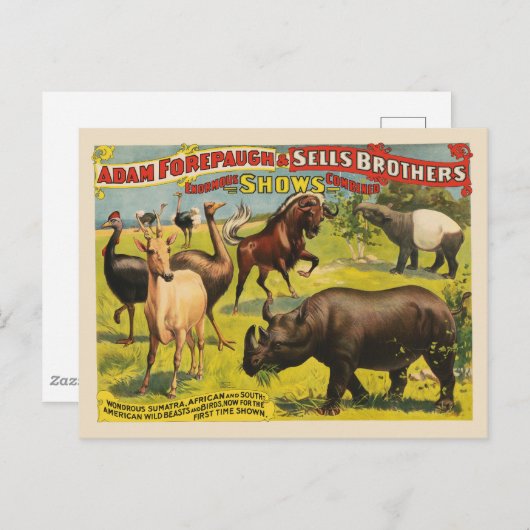 Circus Poster voor Adam Forepaugh & Sells Brothers Briefkaart (Voorkant / Achterkant)