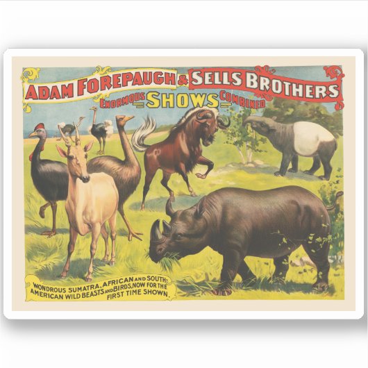Circus Poster voor Adam Forepaugh & Sells Brothers Sticker (Voorkant)