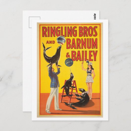  Circus Poster voor Ringling, Barnum, Bailey Briefkaart (Voorkant / Achterkant)