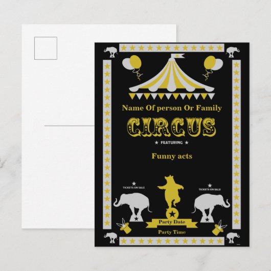 Circus-Posters en -Kaarten Uitnodiging Briefkaart (Voorkant / Achterkant)