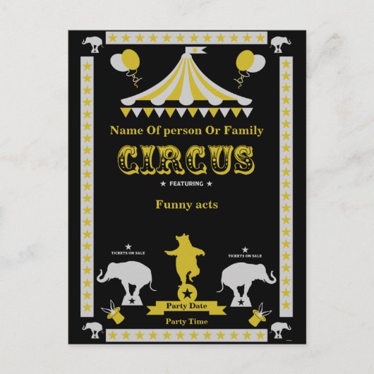 Circus-Posters en -Kaarten Uitnodiging Briefkaart (Voorkant)