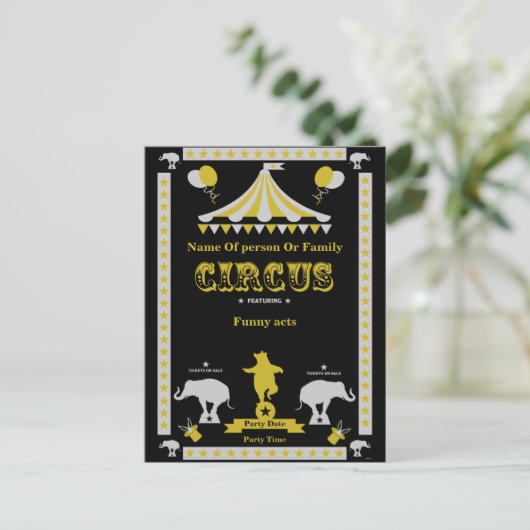 Circus-Posters en -Kaarten Uitnodiging Briefkaart (Staand voorkant)
