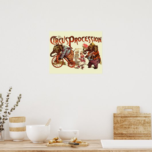 Circus Processie Elephant Antiek Poster (Keuken)