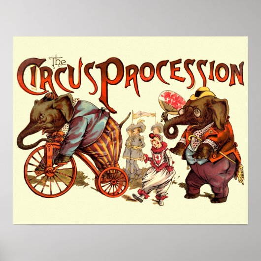 Circus Processie Elephant Antiek Poster (Voorkant)