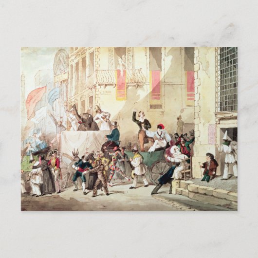 Circus Procession in Italië, 1830 Briefkaart (Voorkant)
