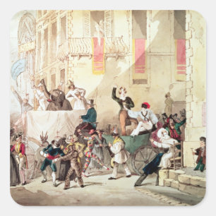 Circus Procession in Italië, 1830 Vierkante Sticker