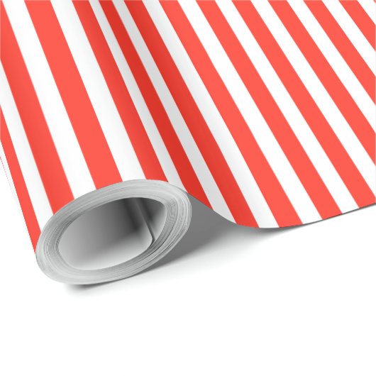 Circus Red en White Cabana Stripes Cadeaupapier (Rol Hoek)