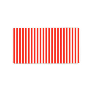 Circus Red en White Cabana Stripes Etiket
