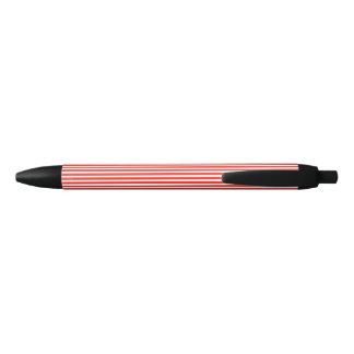 Circus Red en White Cabana Stripes Zwarte Inkt Pen