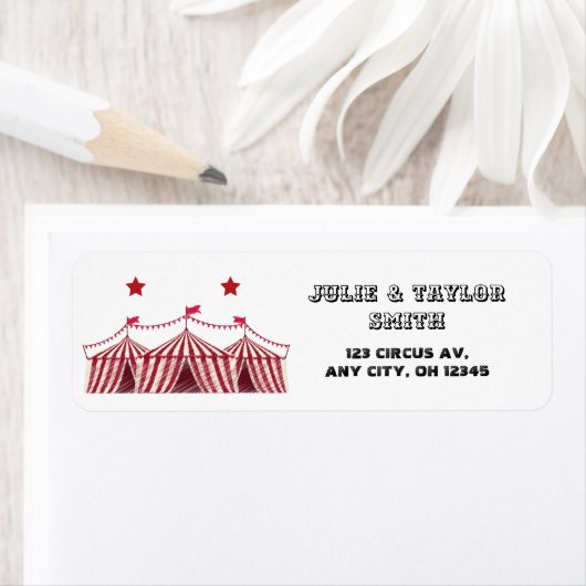 Circus Retro Patriotic Return Address Etiket (Insitu)
