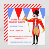 Circus Ring Master Red Circus Tent Stripe Party Kaart (Voorkant / Achterkant)