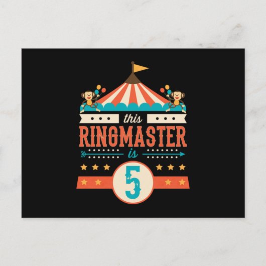 Circus Ringmaster 5th Birthday Circus Briefkaart (Voorkant)