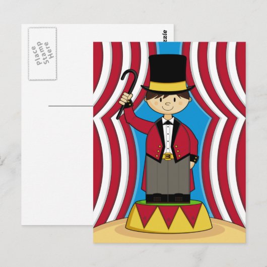 Circus Ringmaster Briefkaart (Voorkant / Achterkant)