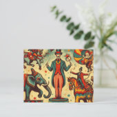  Circus Ringmaster Collage Briefkaart (Staand voorkant)