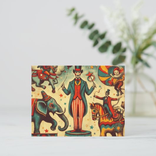  Circus Ringmaster Collage Briefkaart (Staand voorkant)