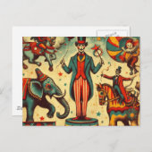  Circus Ringmaster Collage Briefkaart (Voorkant / Achterkant)