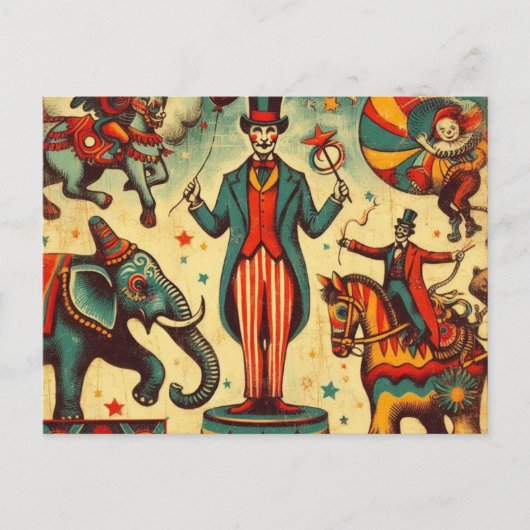  Circus Ringmaster Collage Briefkaart (Voorkant)