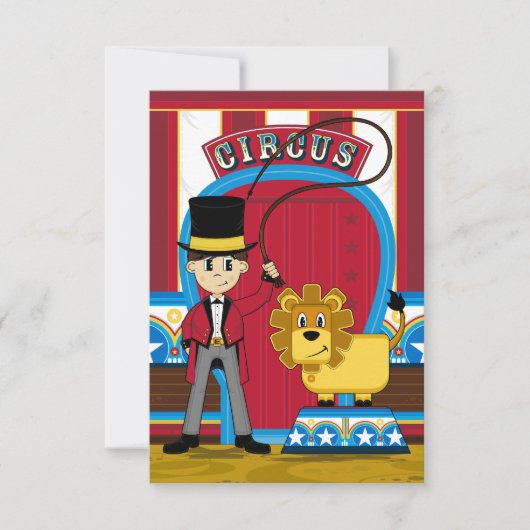 Circus Ringmaster en Lion RSVP-kaart RSVP Kaartje (Voorkant)
