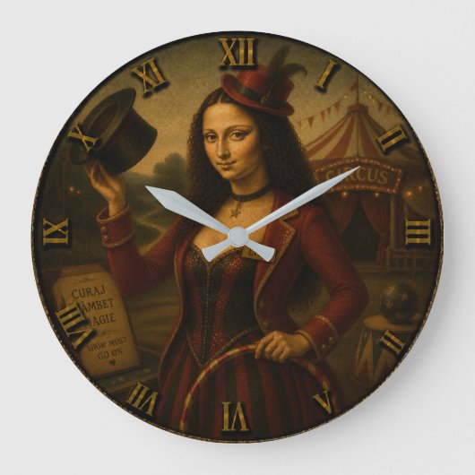 Circus Ringmaster Funny Mona Lisa Circus Performer Grote Klok (Voorkant)