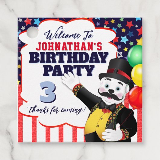 Circus Ringmaster Polar Beer Dank u Bedankjes Labels (Voorkant)