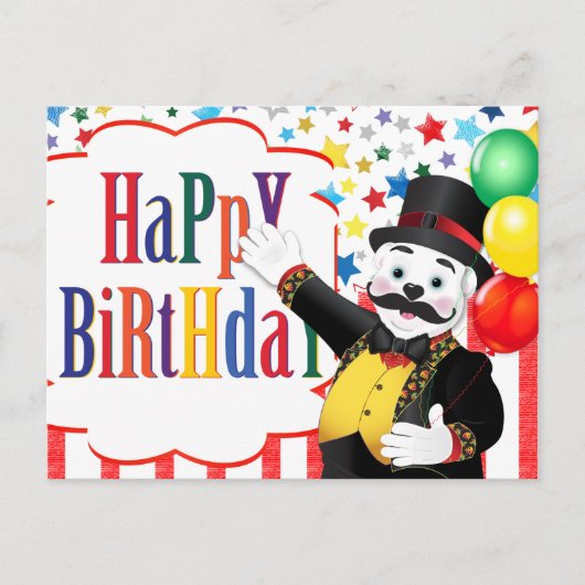 Circus Ringmaster Polar Beer Kinderen van Birthday Briefkaart (Voorkant)