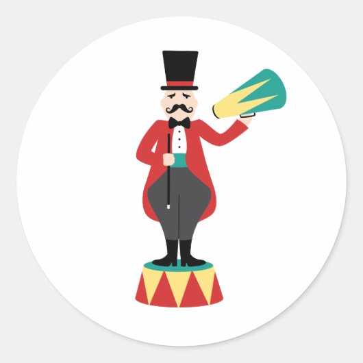 Circus Ringmaster Ronde Sticker (Voorkant)