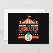 Circus Ringmeester 5e Verjaardag Circus Briefkaart (Voorkant / Achterkant)