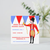 Circus Ringmeester Rode Circustent Streep Feest Kaart (Staand voorkant)