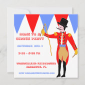 Circus Ringmeester Rode Circustent Streep Feest Kaart (Voorkant)