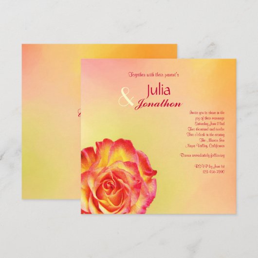 Circus Roos Spring Colors Wedding Invitation Kaart (Voorkant / Achterkant)