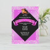 Circus roze baby tijger springt door hoepafdrukken kaart (Staand voorkant)