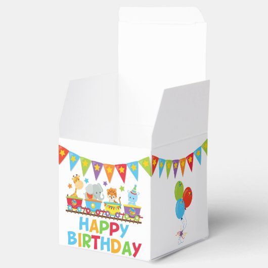 Circus Safari Train Schattige Kids Verjaardagsfees Bedankdoosjes (Geopend)