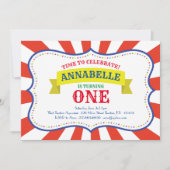 Circus Schattige 1e verjaardagsuitnodigingen Kaart (Voorkant)