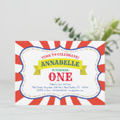 Circus Schattige 1e verjaardagsuitnodigingen Kaart (Staand voorkant)