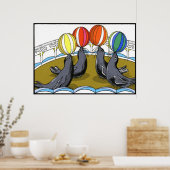 Circus Seals (in 23 formaten) Poster (Keuken)