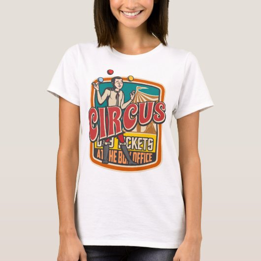 Circus Show lokt malabarist grappige vintage T-shirt (Voorkant)