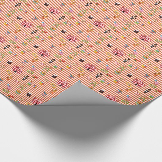  Circus Show op oranje en wit gestreept Cadeaupapier (Hoek)